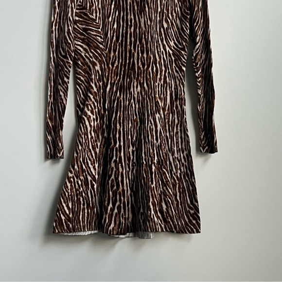 New Michael Kors Fit & Flare Leopard Animal Print Long Sleeve Sweater Dress Sm - Picture 6 of 14